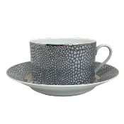 Makassar platine - Tasse et soucoupe déjeuner 0.40 litre