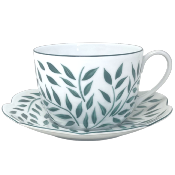 Olivier vert filet vert - Tasse et soucoupe déjeuner 0.40 litre